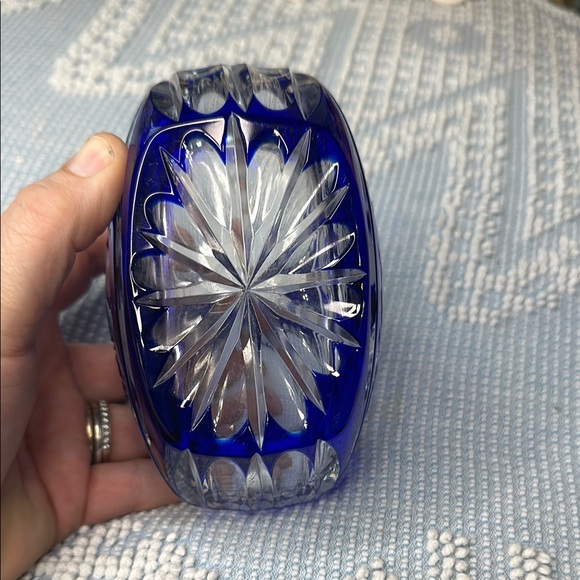 Genuine Lead Crystal Blue Basket hand cut in Western Germany! - Picture 4 of 7